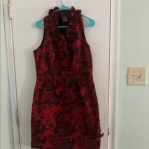Taylor Red and Black Floral Mini Dress